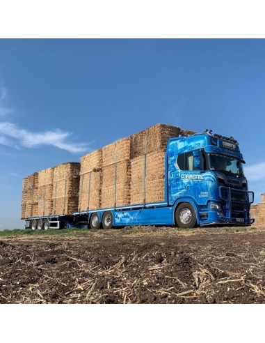 Corbetts , Scania Next Gen S650 Highline vlakke motorwagen met 3-assige wipkar