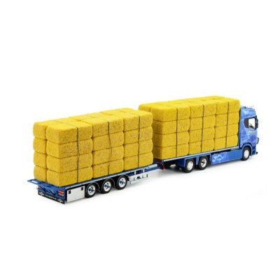 Corbetts , Scania Next Gen S650 Highline vlakke motorwagen met 3-assige wipkar